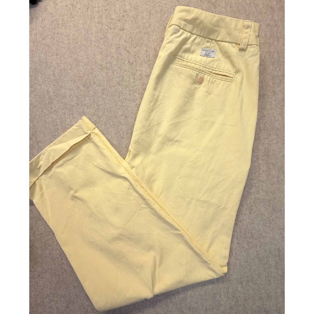 Vineyard Vines Chino Pants Men 32 Yellow Cuffed 100% Cotton Straight Leg
